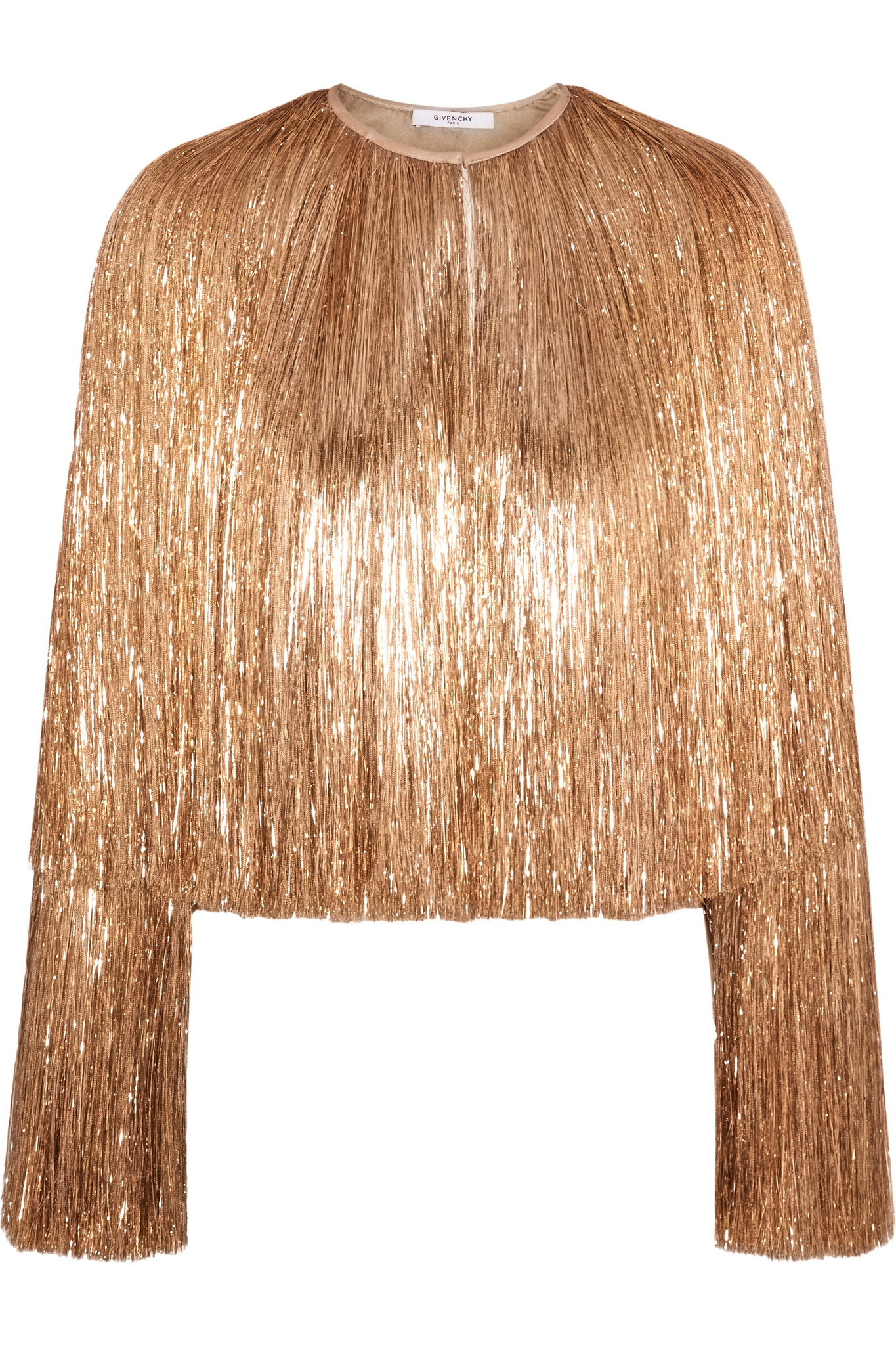 Givenchy Fringed Jacket In Gold Silk-satin in Metallic - Lyst