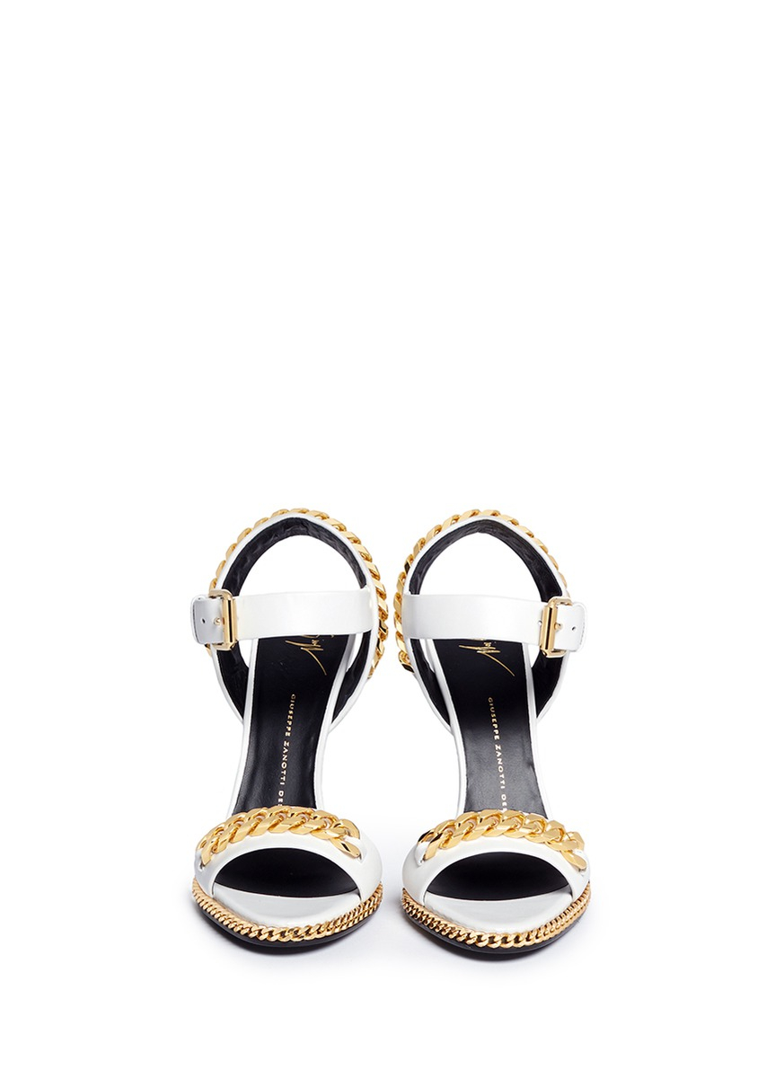 white giuseppe zanotti sandals giuseppe zanotti chain wedge sandals in white lyst white giuseppe zanotti sandals giuseppe zanotti chain wedge sandals in white lyst