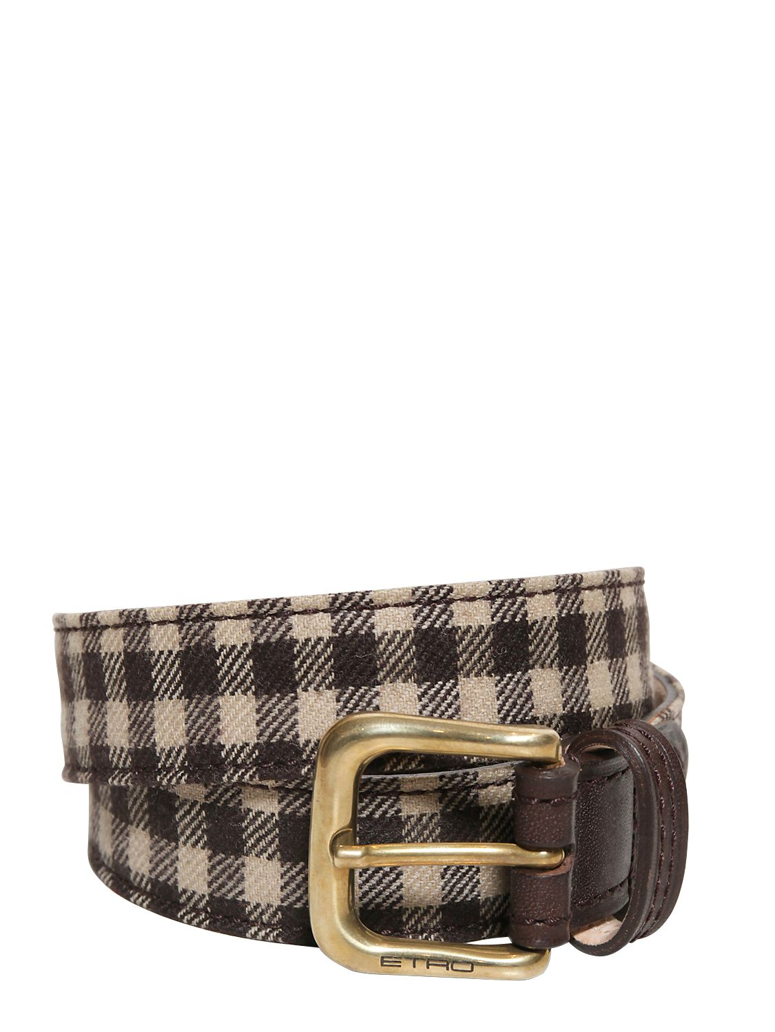 Lyst - Etro 30mm Gingham Wool & Leather Belt in Brown for Men