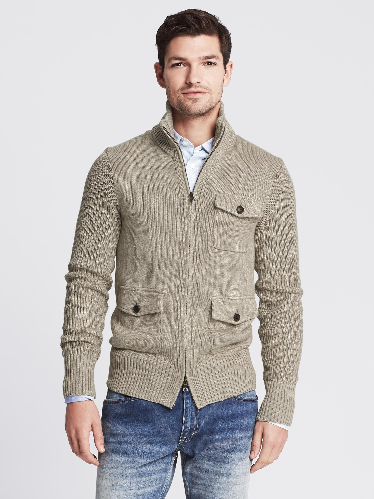 Banana Republic Linen Cotton Sweater Jacket in Gray for Men (Boardwalk ...