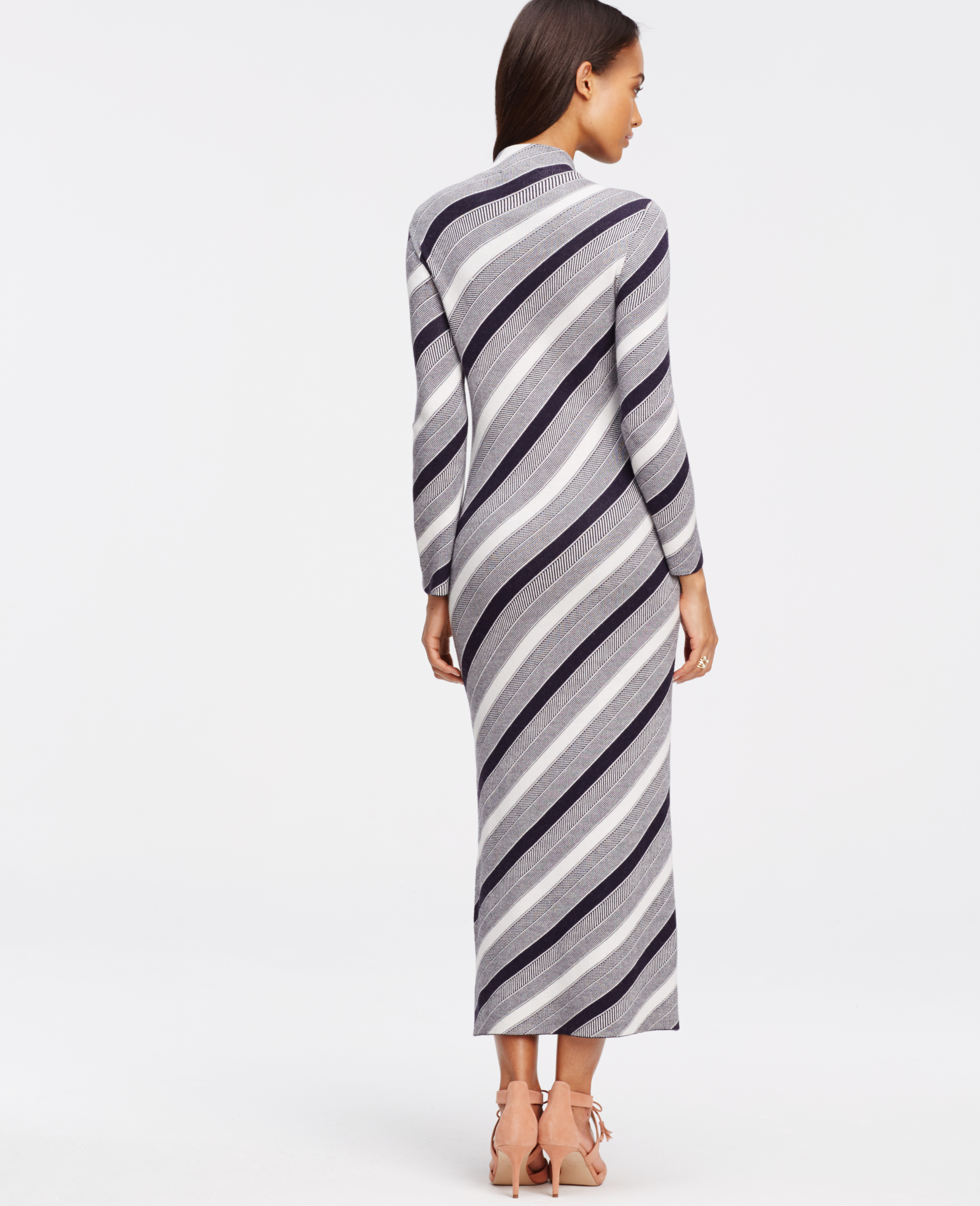 Ann Taylor Petite Striped Midi Sweater Dress in Blue Lyst