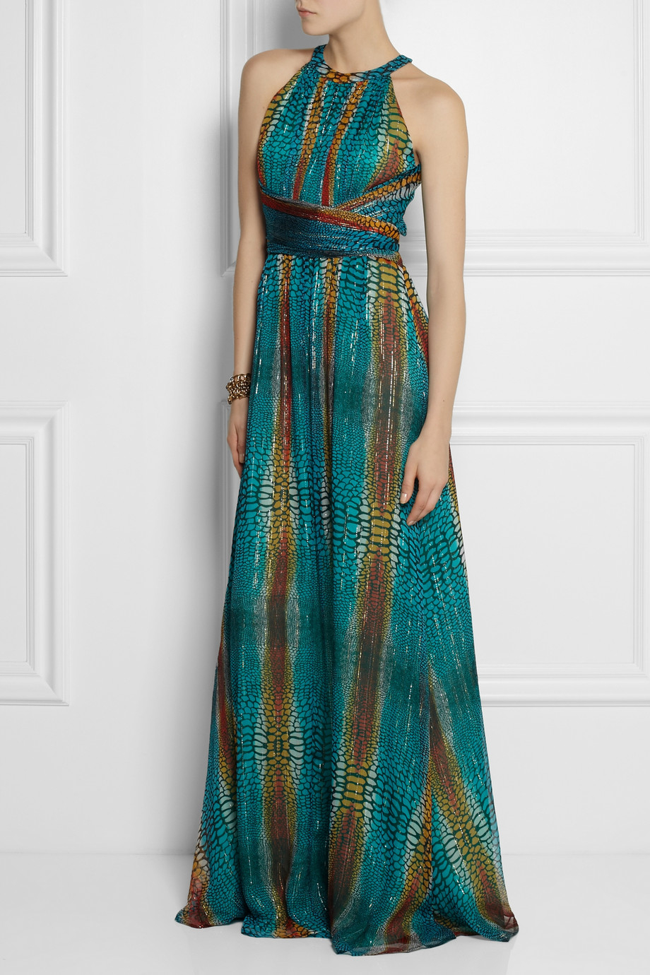 Lyst Issa Printed SilkBlend Gown in Blue