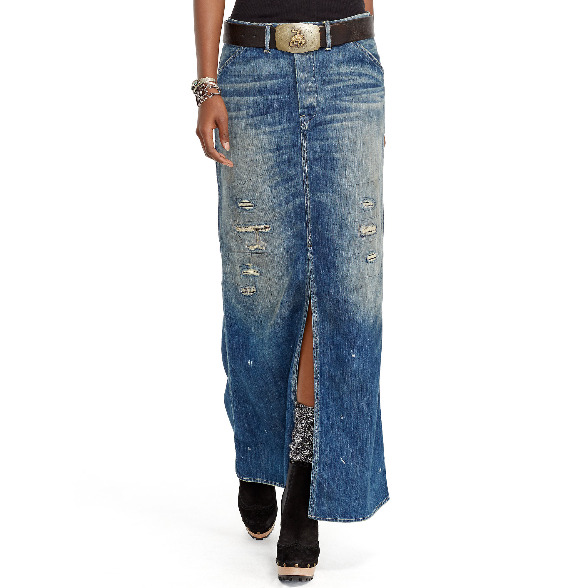 Ralph lauren denim maxi skirt Clearance