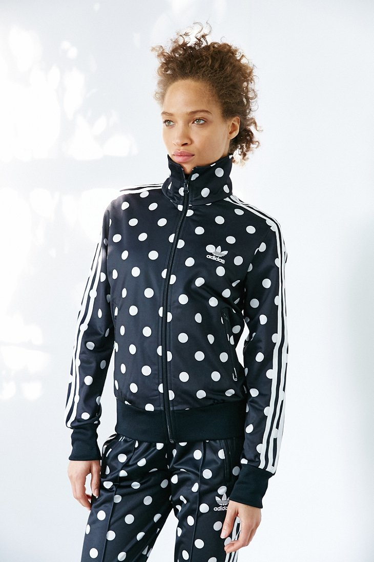 black and white polka dot adidas jacket