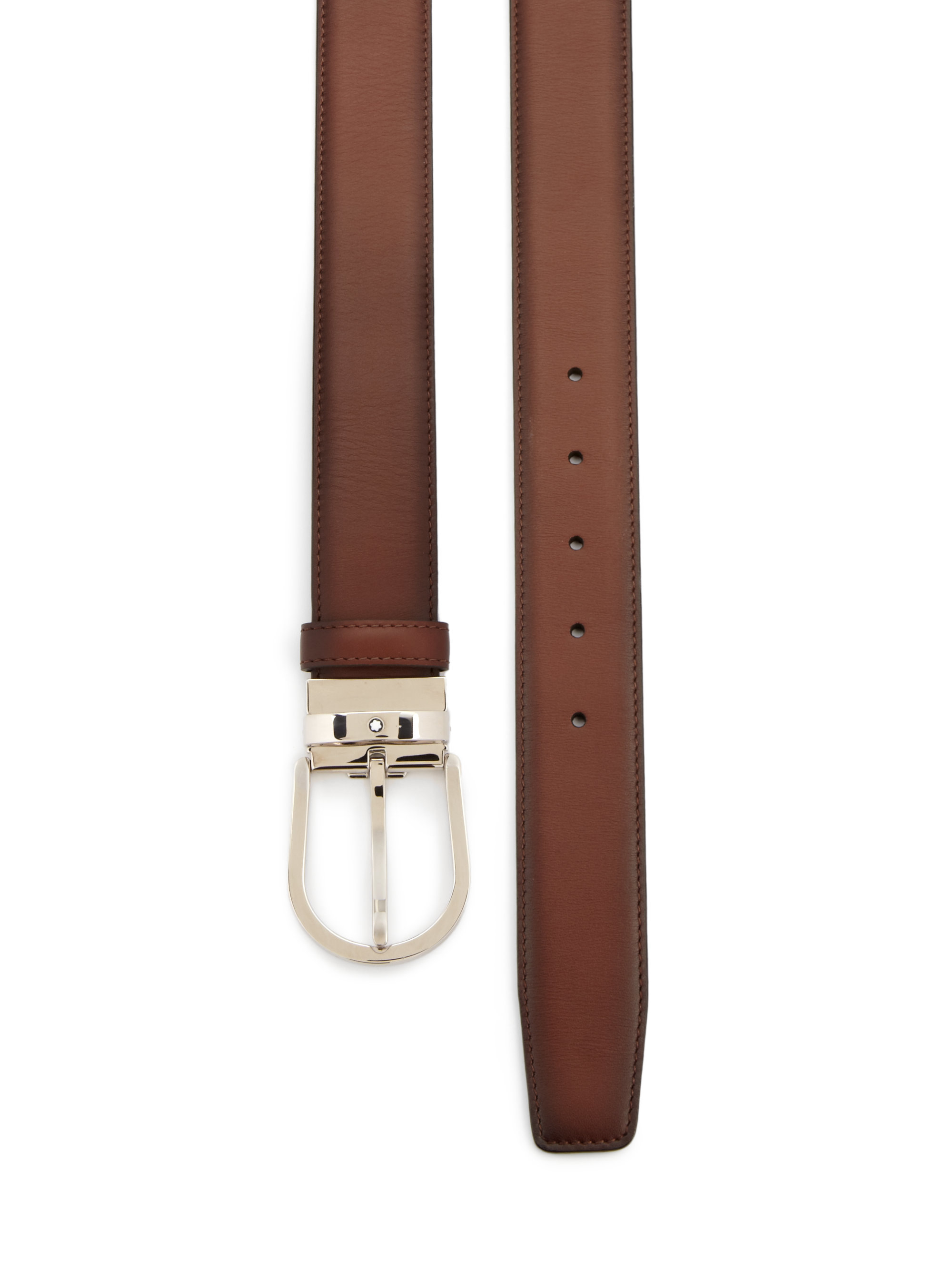 Lyst - Montblanc Horseshoe-Pin Leather Belt in Brown for Men