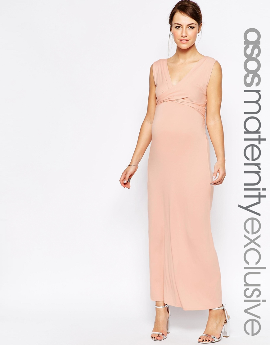 Lyst Asos Maxi Dress With Cross Front In Pink Gallery