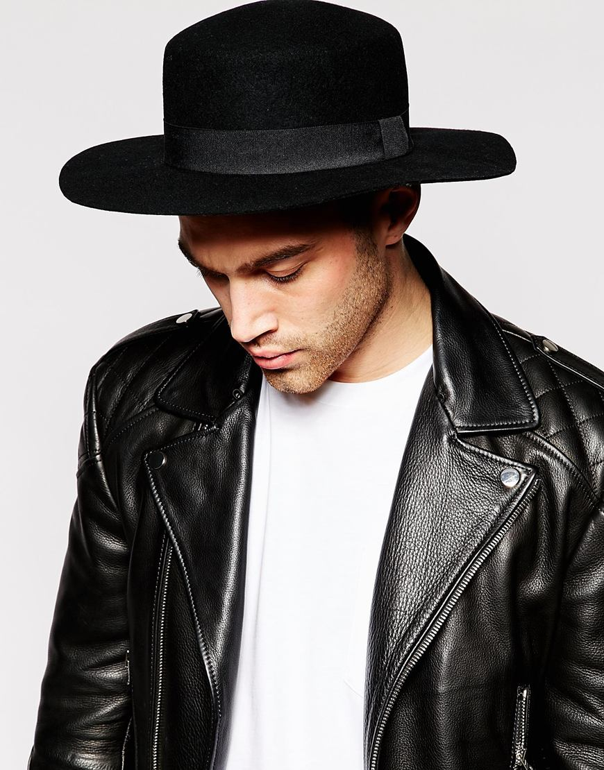 flat top hat wide brim mens