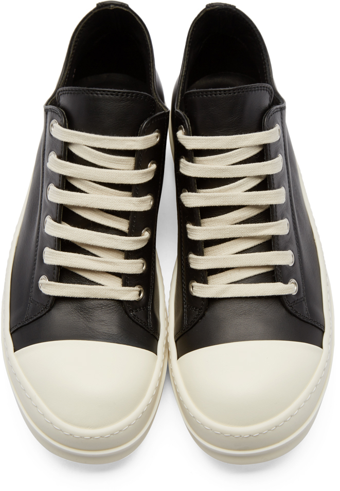 Rick Owens Black Leather Low Top Sneakers For Men Lyst