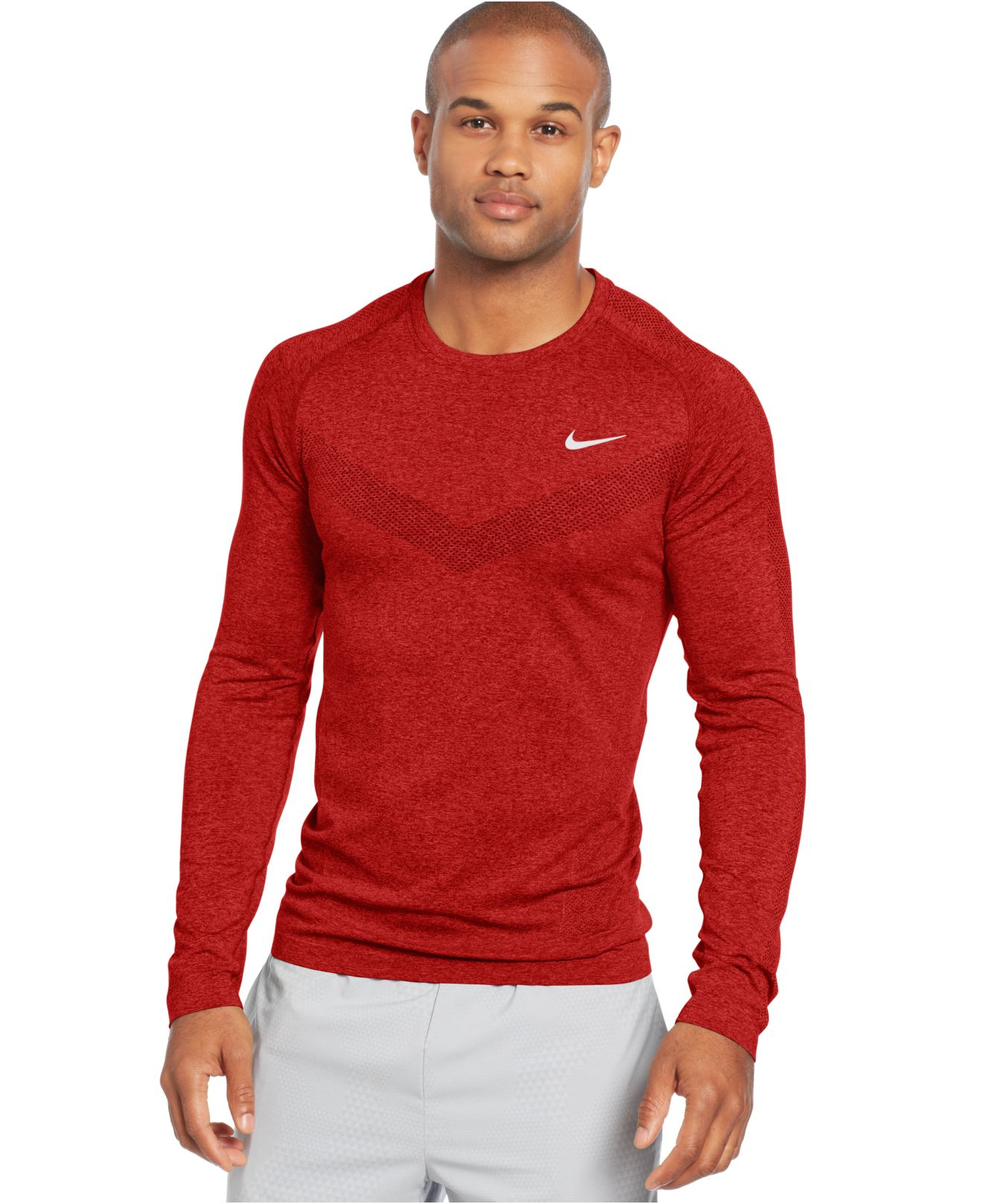 Nike Long-Sleeve Dri-Fit Performance T-Shirt in Red for Men | Lyst
