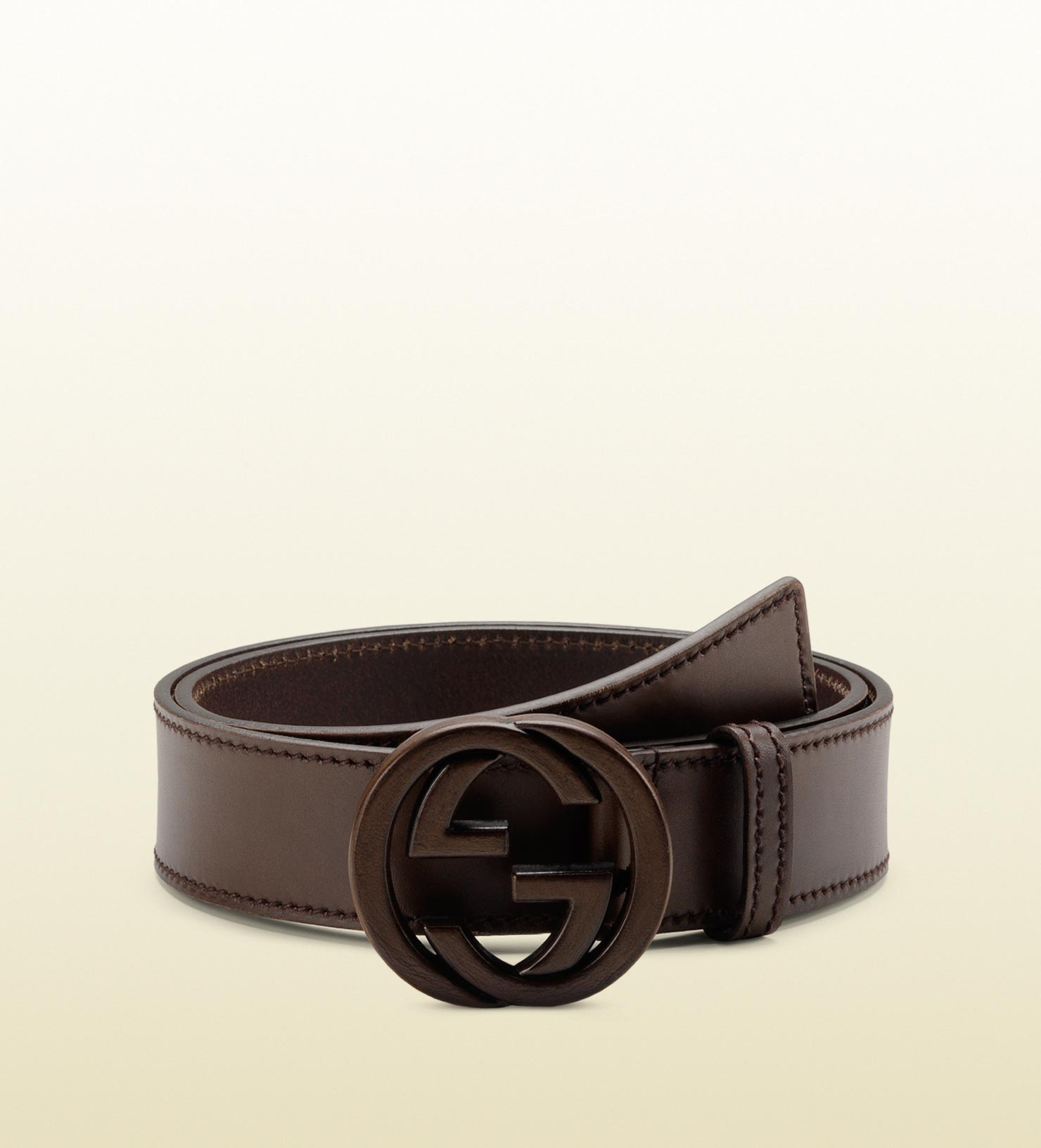 Lyst - Gucci Belt with Leather Interlocking G Buckle in Brown for Men