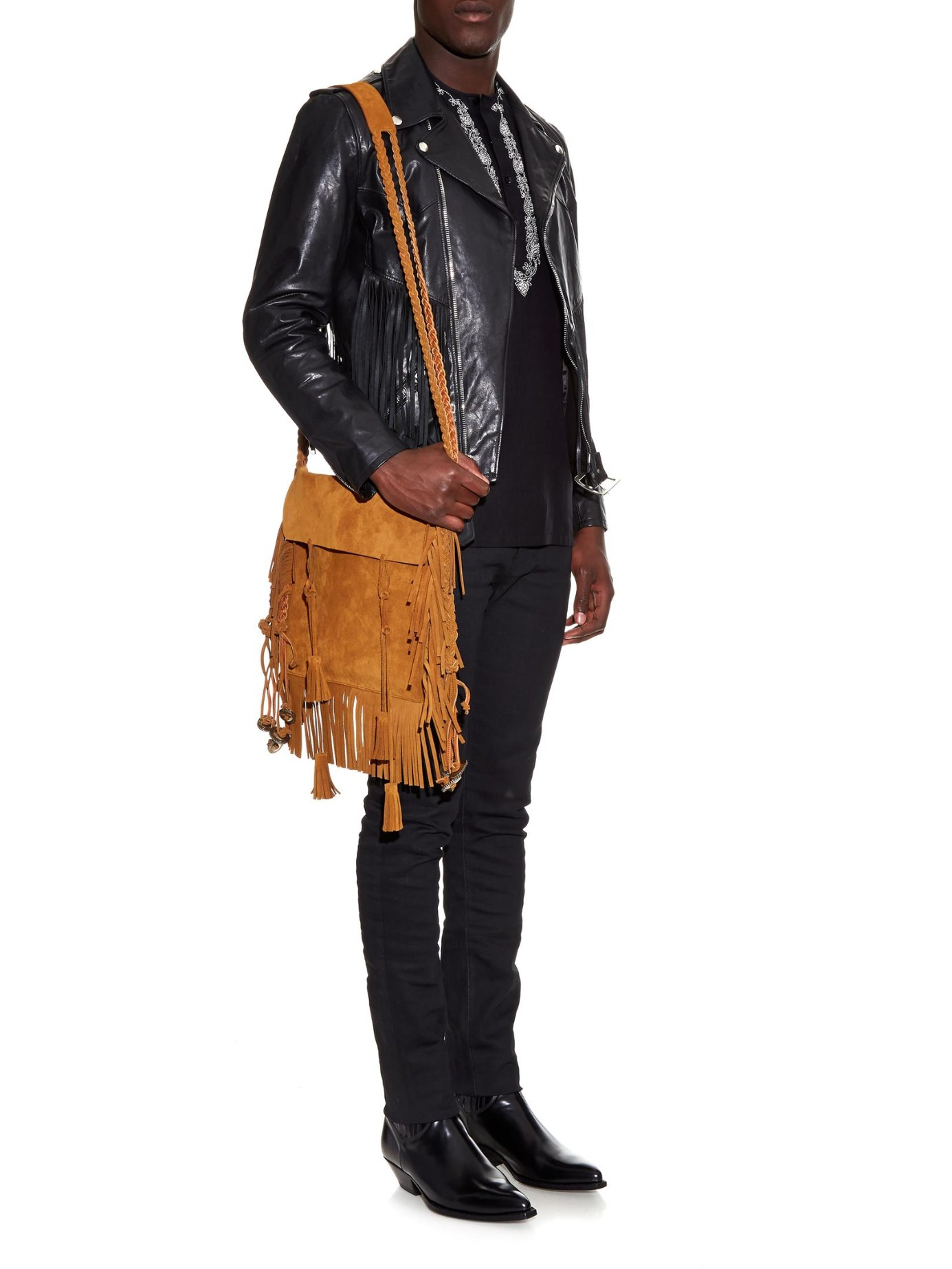 ysl suede fringe bolsa