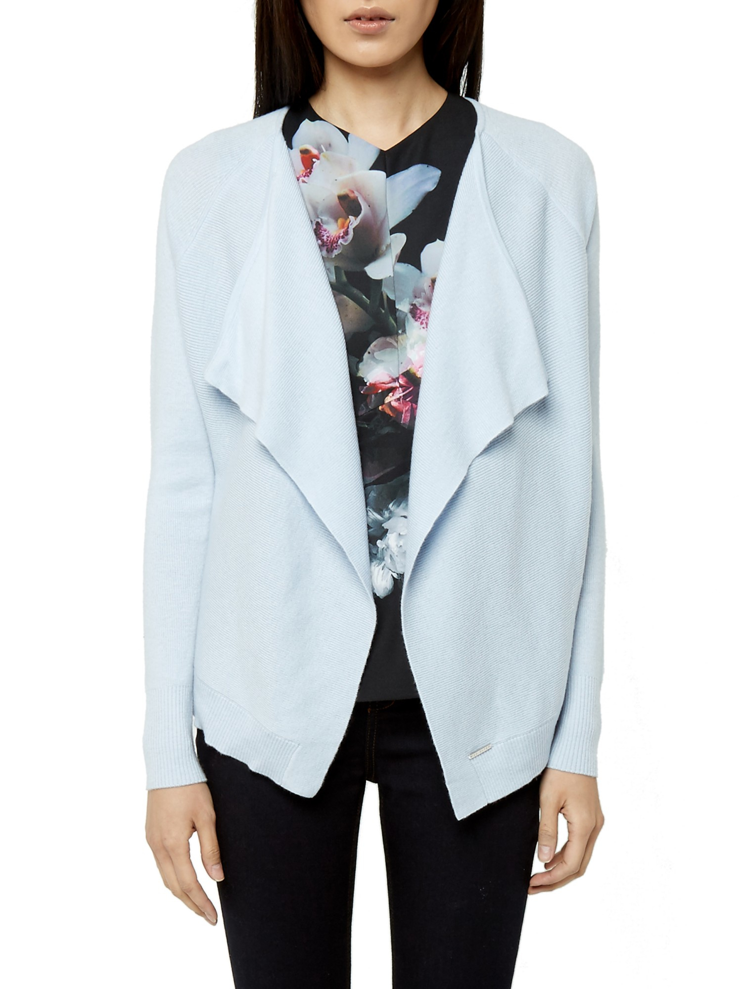 Ted baker Paeton Waterfall Ribbed Cardigan in Blue | Lyst