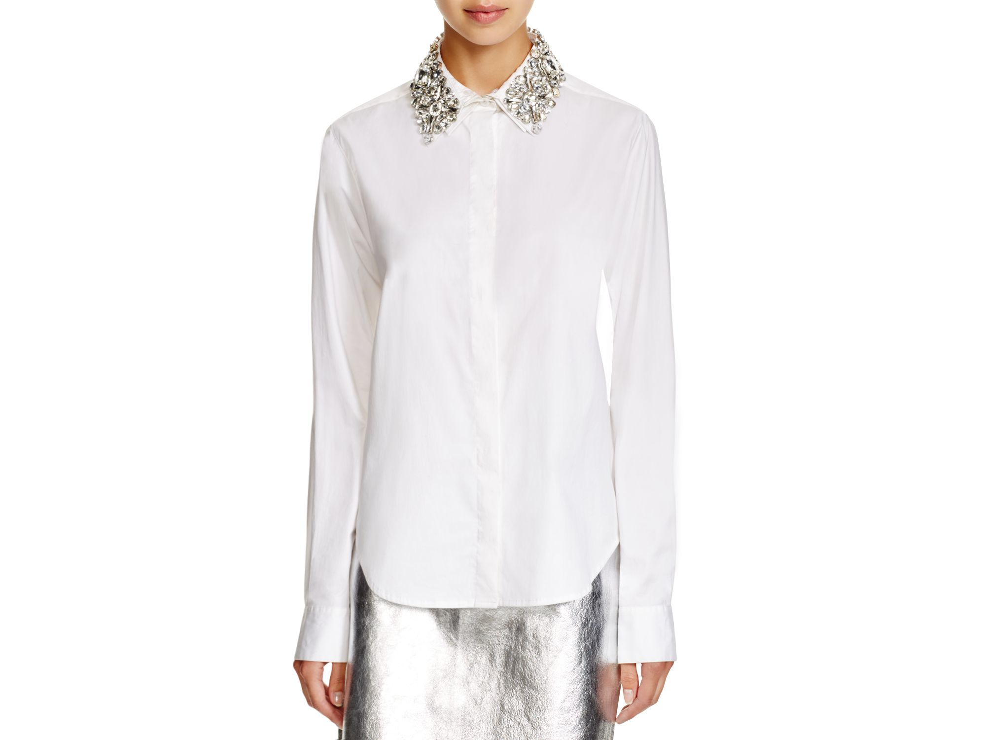 white shirt with embellished collar