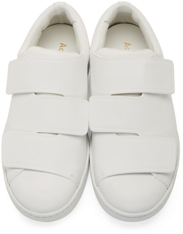 Acne Studios White Leather Triple Velcro Sneakers for Lyst