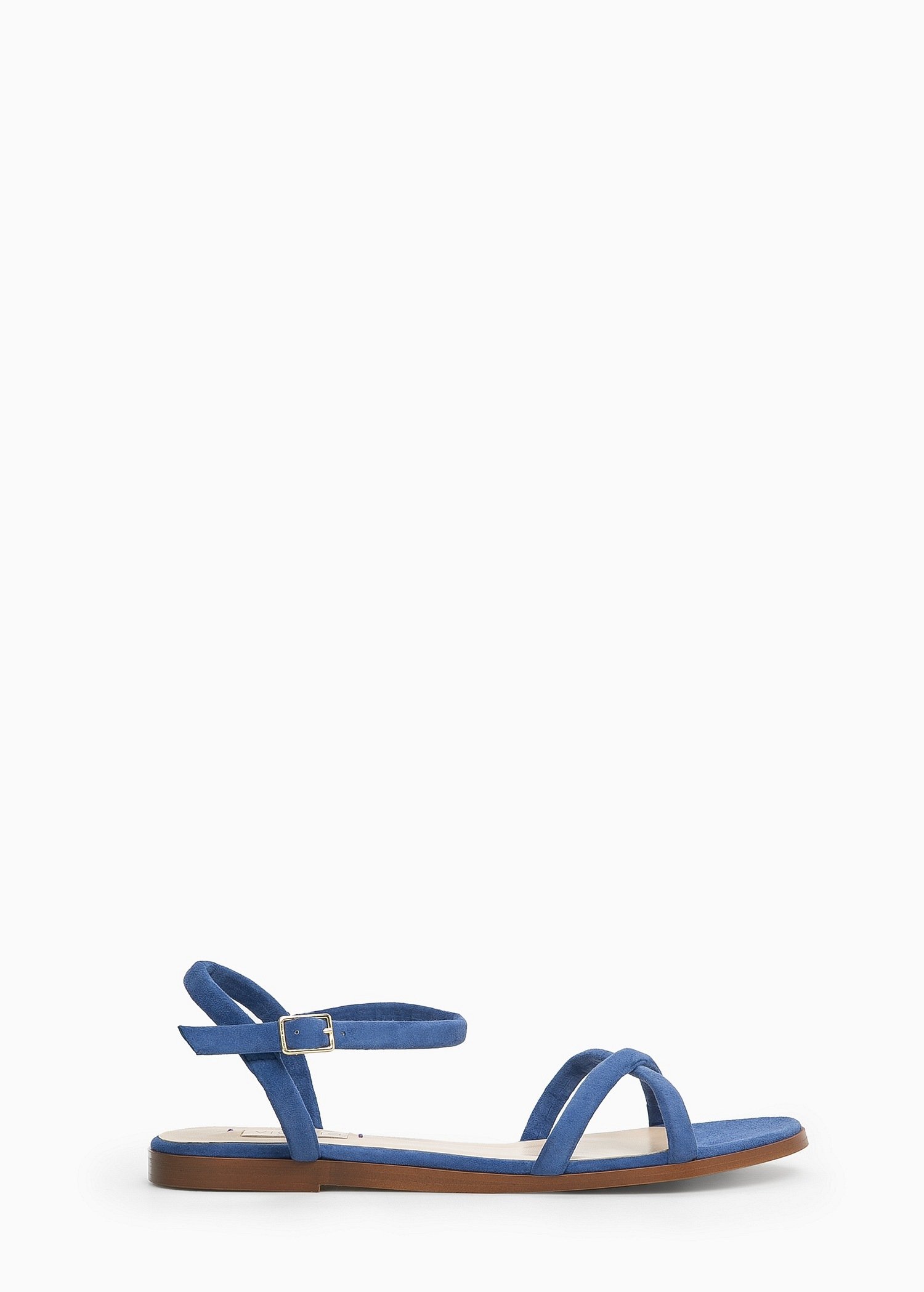 Lyst - Violeta by mango Suede Flat Sandals in Blue