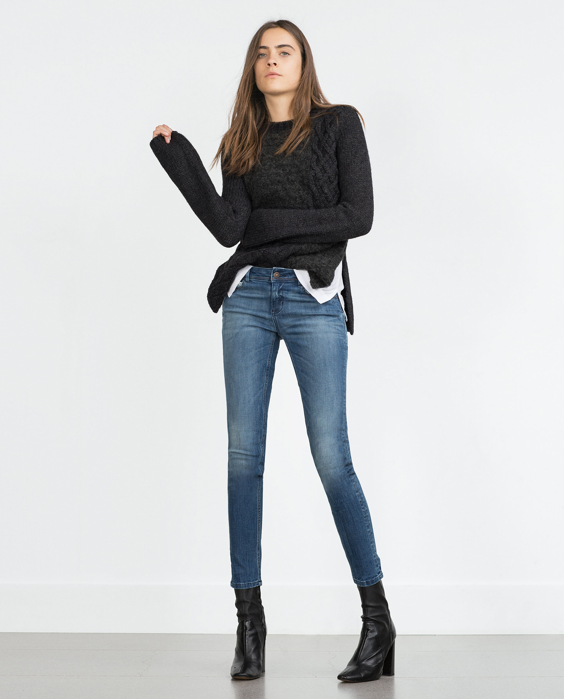 Zara Mid-rise Skinny Jeans in Blue | Lyst