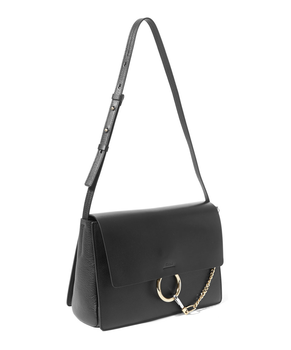Chlo Medium Black Faye Leather Shoulder Bag in Black | Lyst