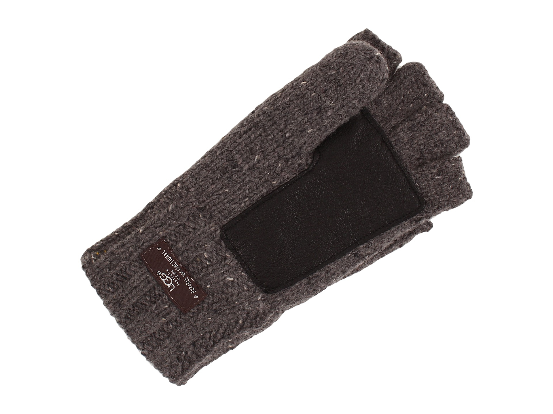 Ugg Calvert Fingerless Flip Mitt Glove With Leather Palm in Gray for
