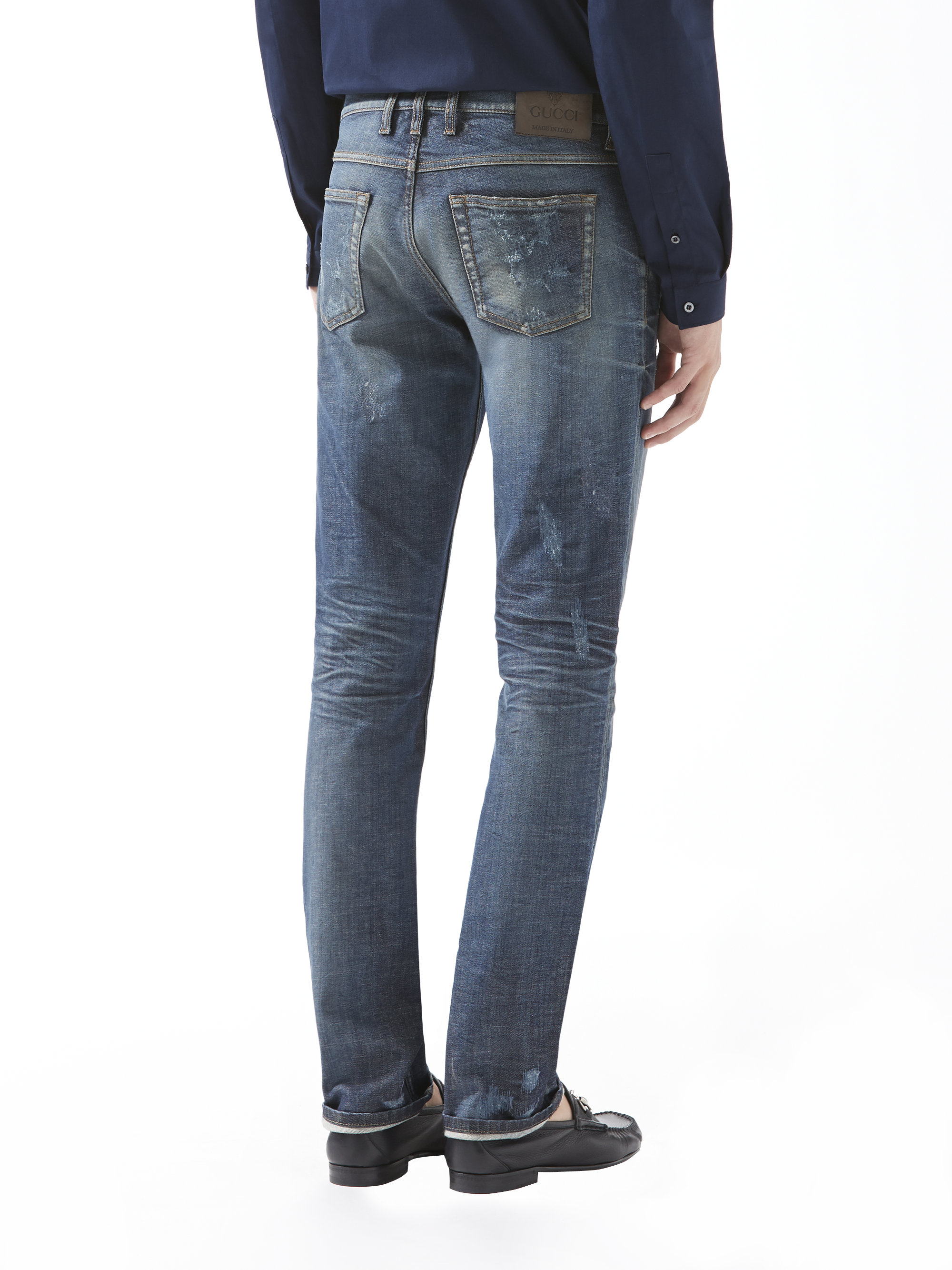 Gucci Stonewashed Stretch Denim Skinny Jeans in Blue