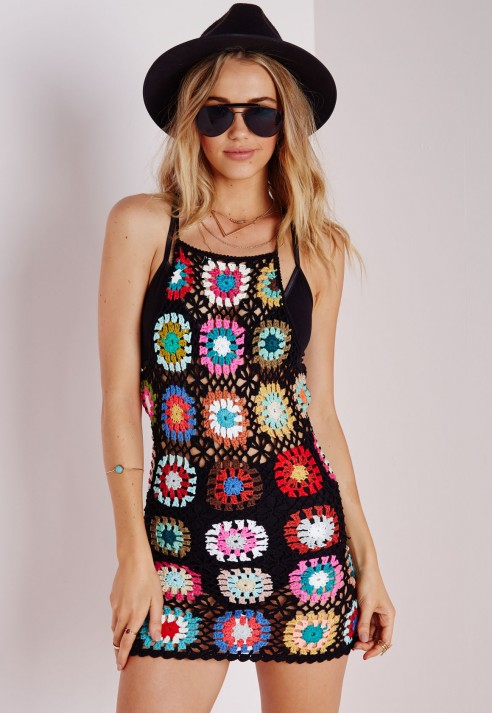 Missguided Patchwork Crochet Multi Coloured Dress - Lyst