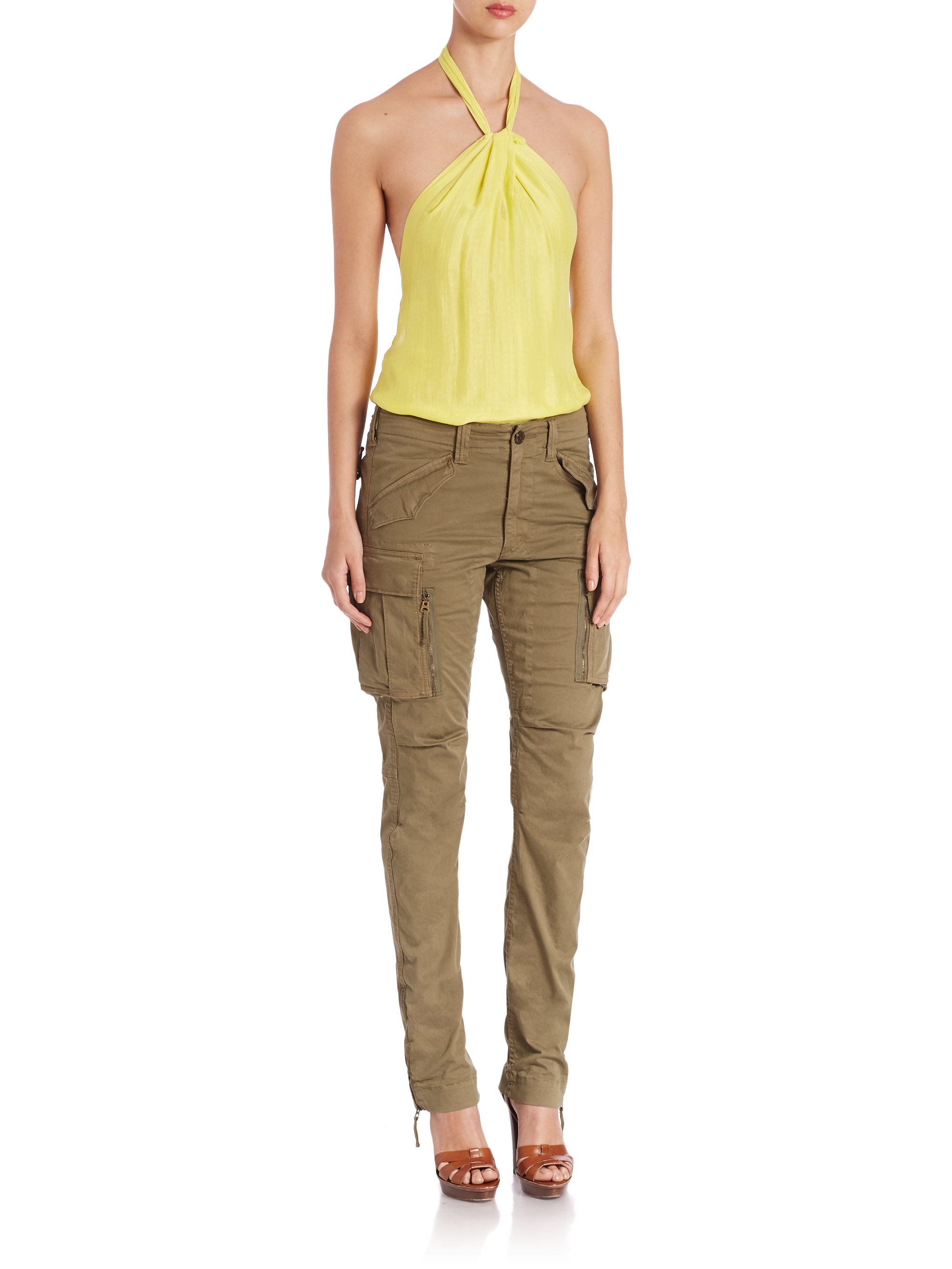 Polo Ralph Lauren Cotton Twill Cargo Skinny Pants in Olive (Green) - Lyst