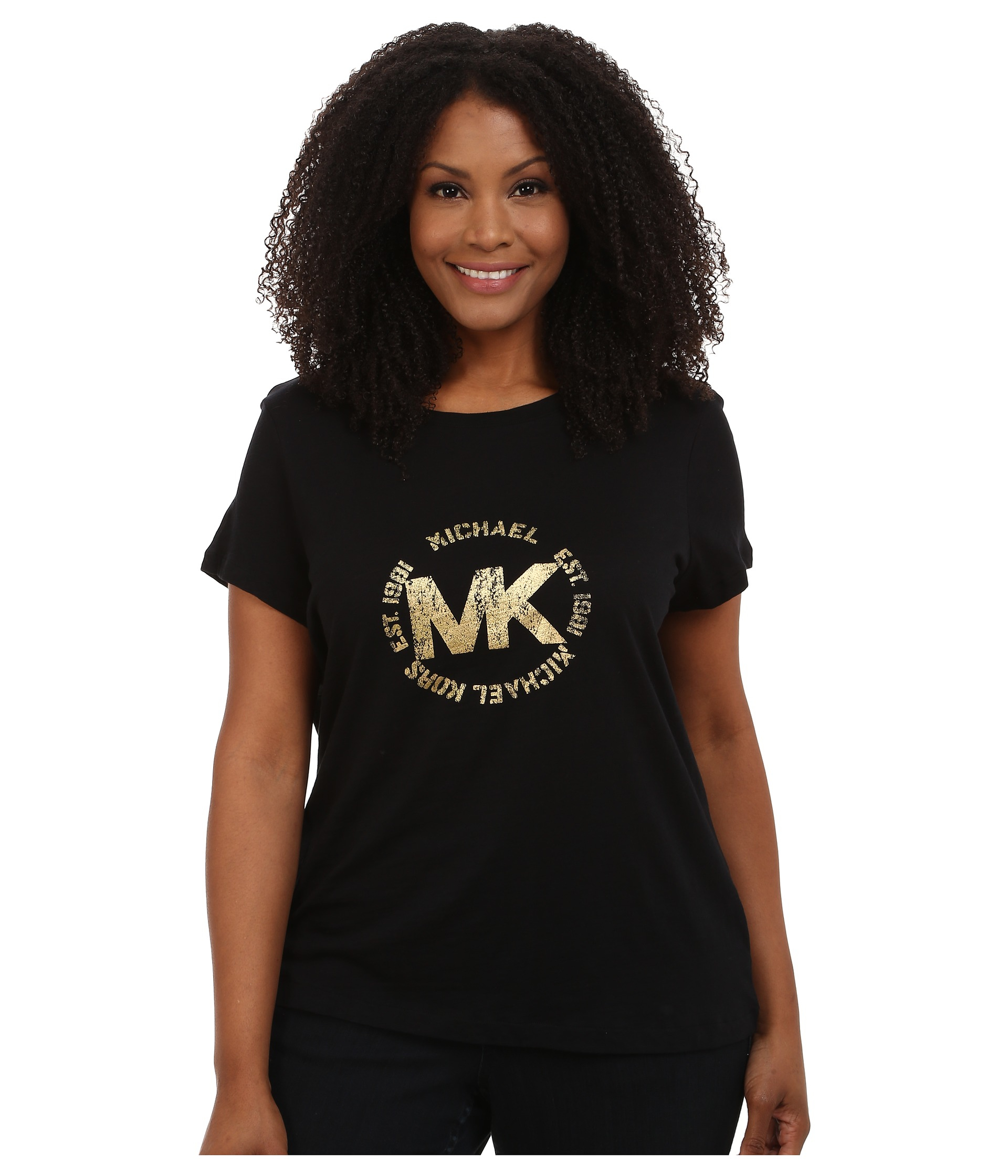 MICHAEL Michael Kors Plus Size Foil Logo Tee in Black | Lyst