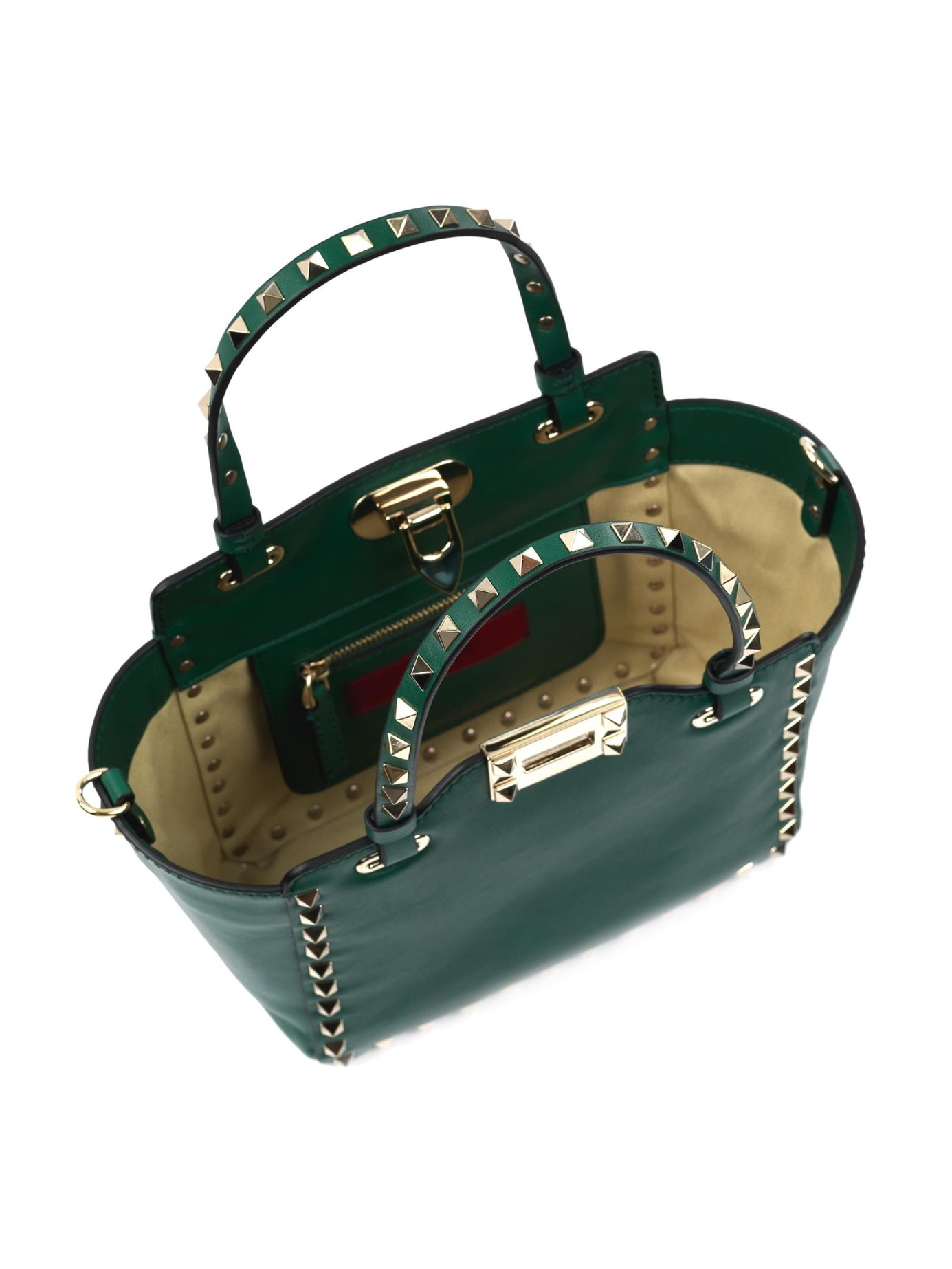 Lyst - Valentino Rockstud Mini Leather Cross-body Bag in Green