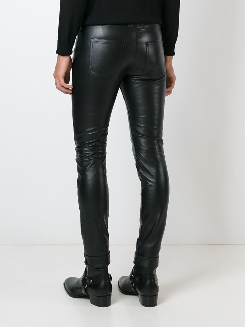 Saint Laurent Skinny Leather Trousers in Black for Men | Lyst