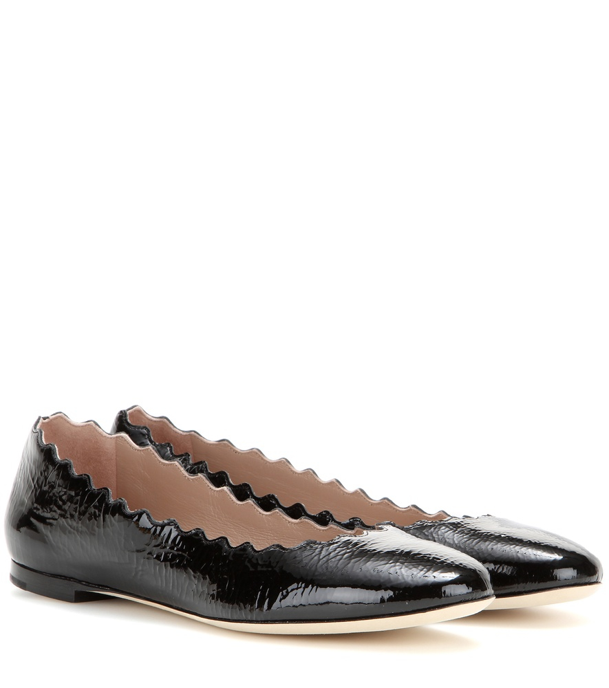 black patent ballerinas