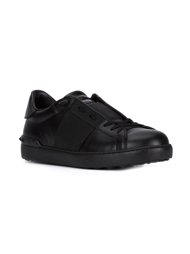 Open Leather Low-Top Sneakers Black for Men - Lyst