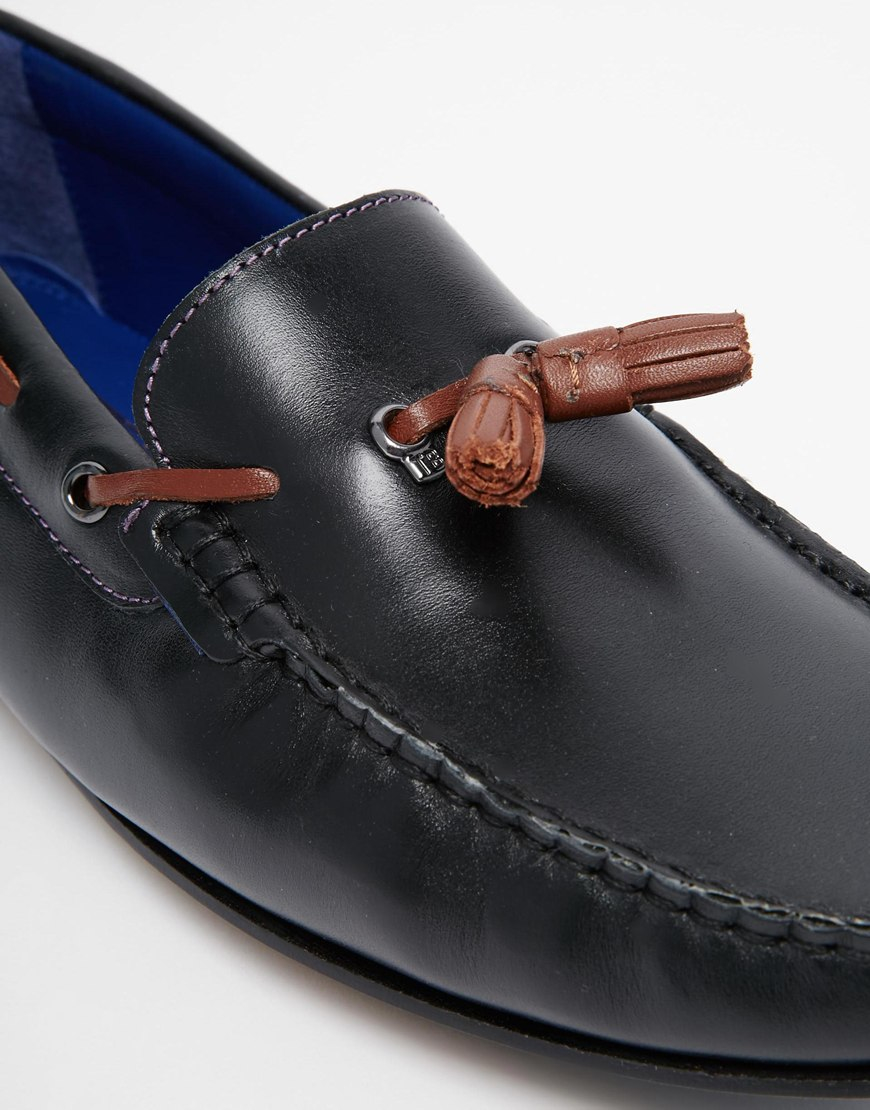 Ted Baker Muddi Leather Tassel Loafers in Black for Men Lyst