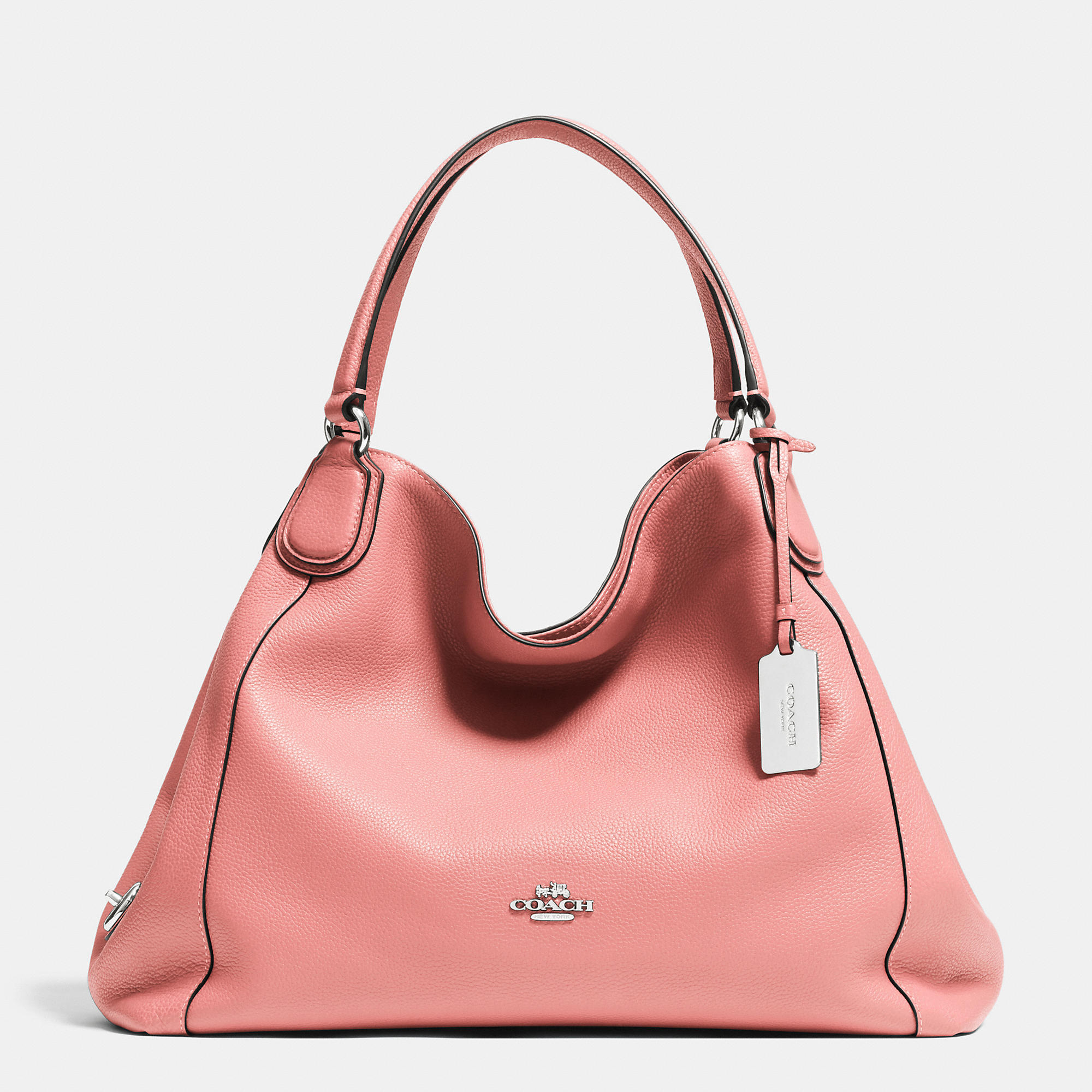 COACH Edie Shoulder Bag In Pebble Leather in Silver/Pink (Pink) - Lyst