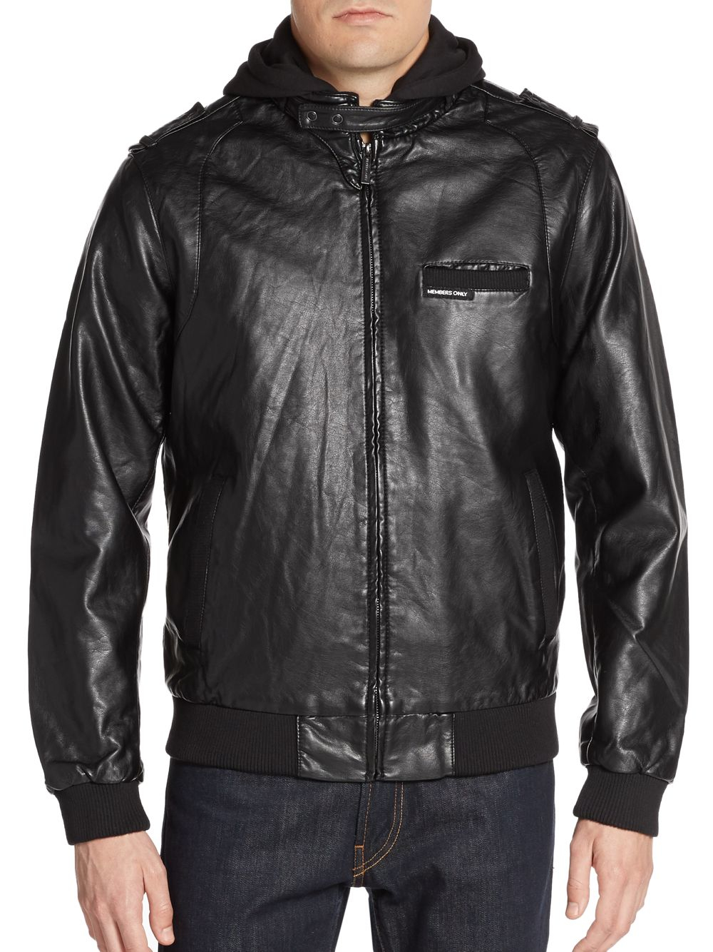 black leather members only jacket
