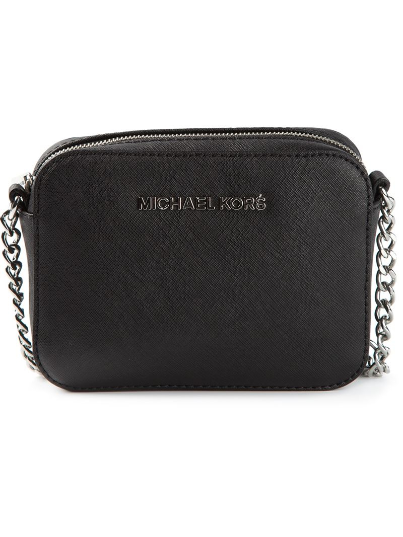 MICHAEL Michael Kors Leather Mini &#39;jet Set Travel&#39; Crossbody Bag in Black - Lyst