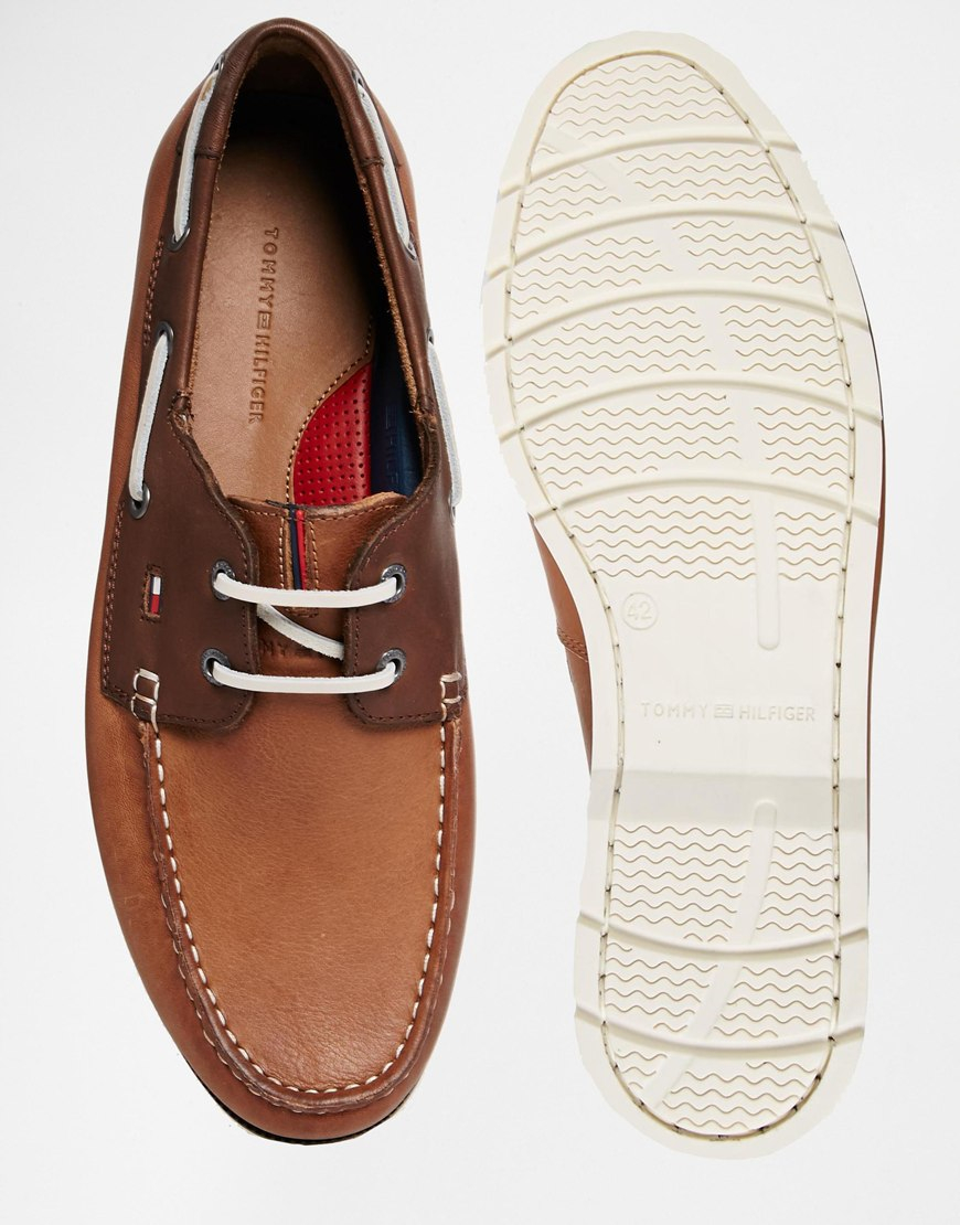 Tommy Hilfiger Nubuck Leather Boat Shoes in Brown for Men | Lyst