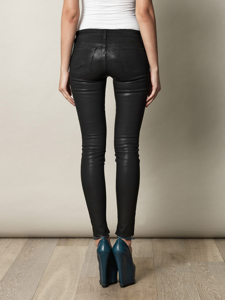 J Brand 620 Coated Lowrise Skinny Stealth Jeans in Black | Lyst