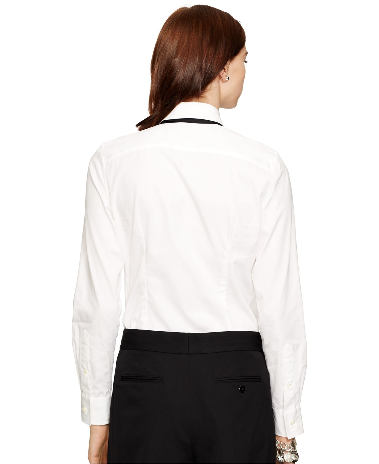 Polo Ralph Lauren Tie-neck Tuxedo Shirt in White | Lyst