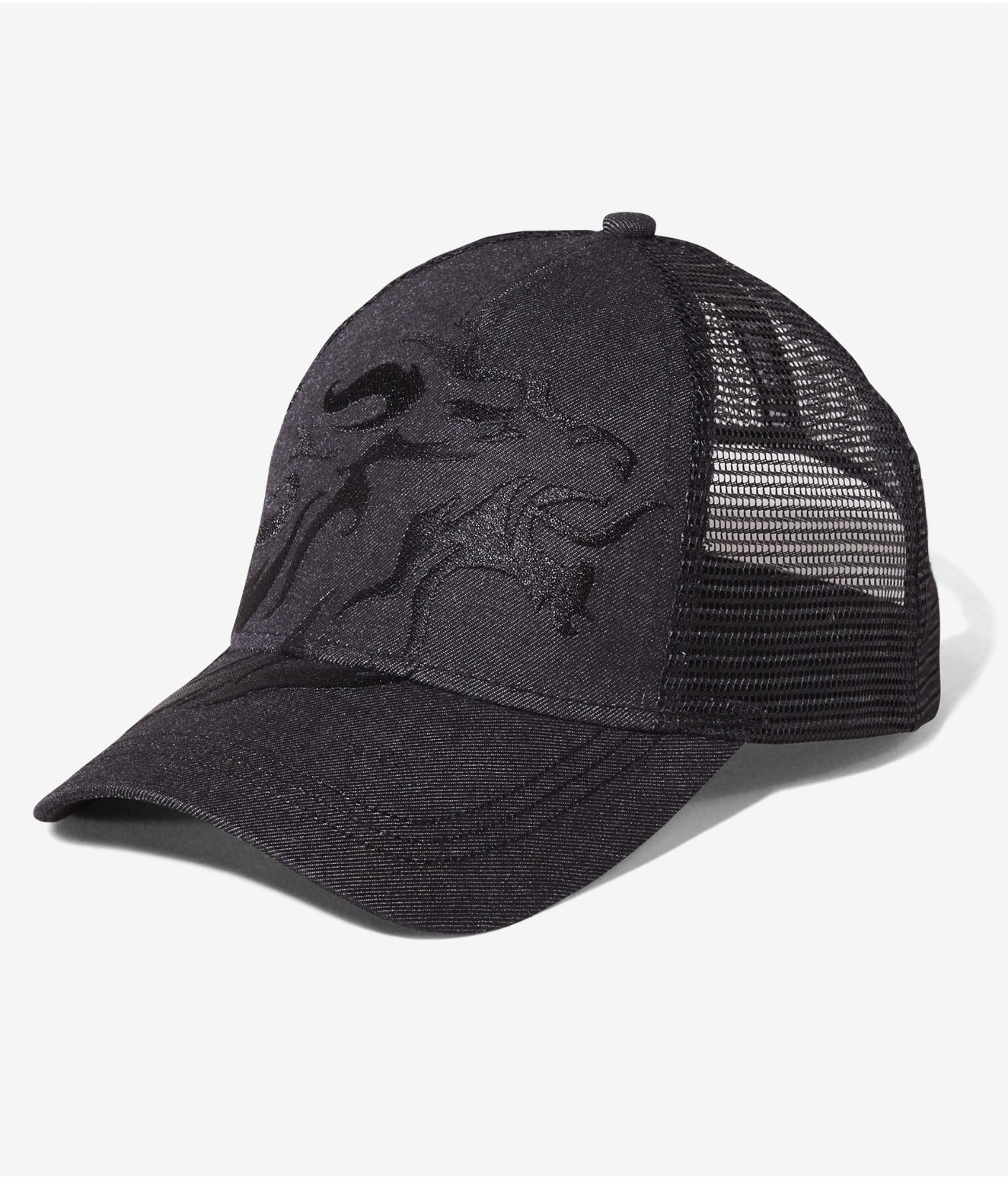 Express Extra Large Lion Chambray Trucker Hat in Black for Men - Lyst