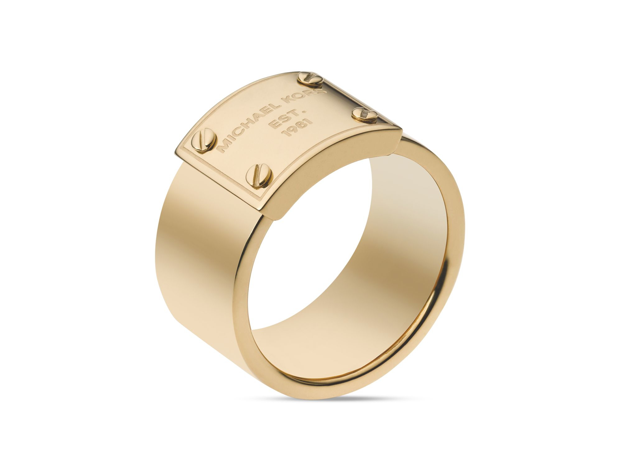 Michael Kors Logo Plate Ring in Metallic | Lyst