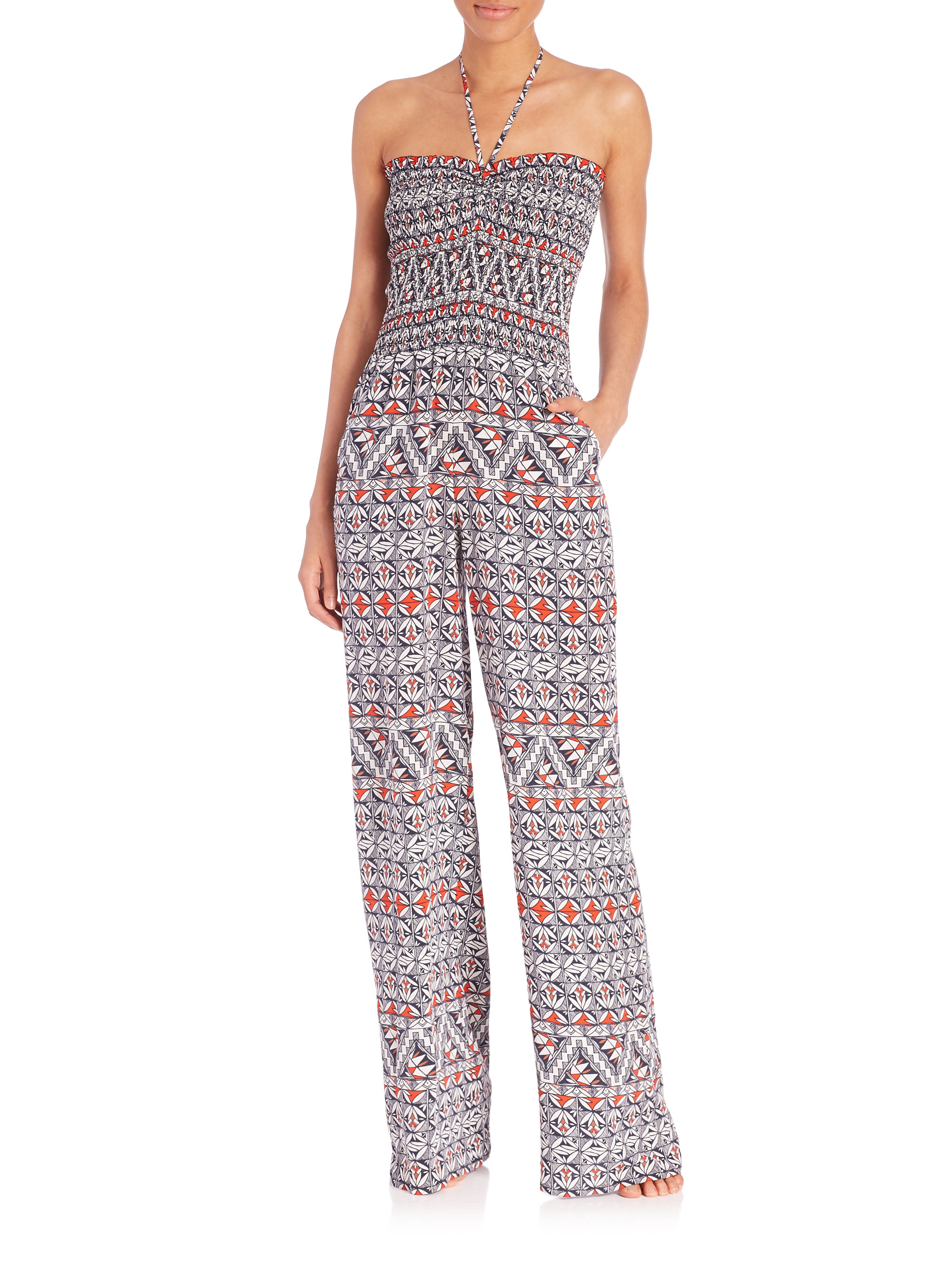 tory burch smocked jumpsuit