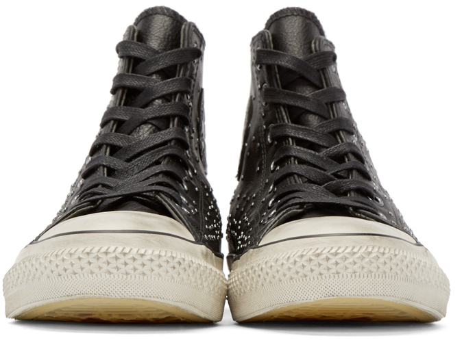 converse black leather studded high tops