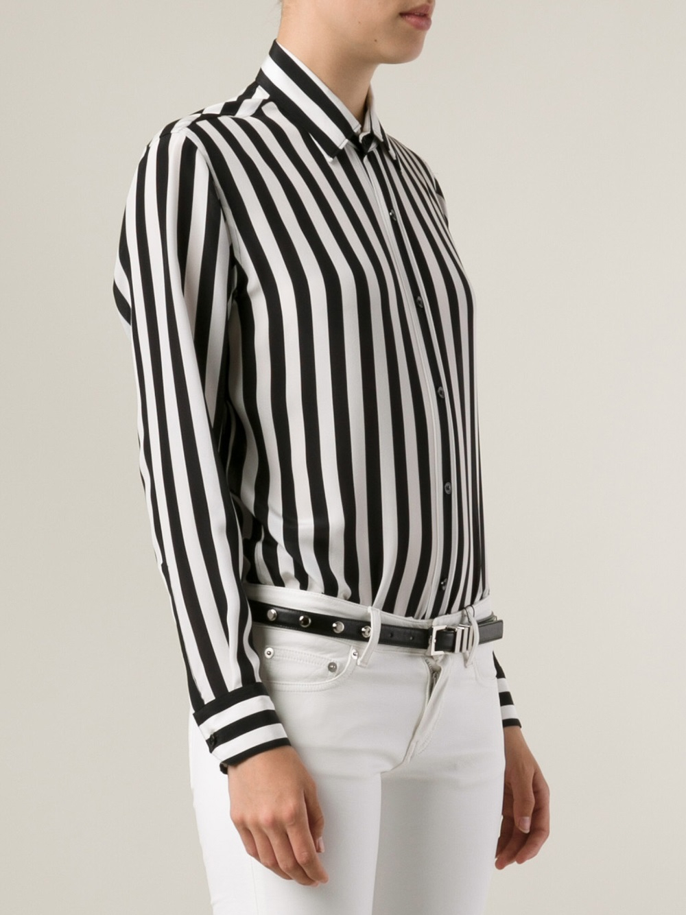Saint Laurent Striped Shirt in Black - Lyst