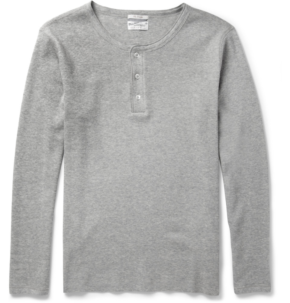 Gant Rugger Waffle-Knit Cotton-Blend Henley T-Shirt in Gray for Men - Lyst