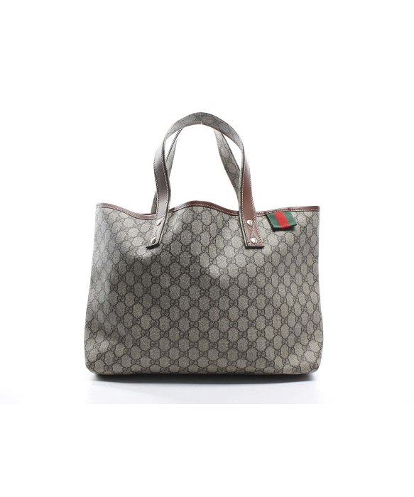 Lyst - Gucci Pre-Owned Monogram Web Tab Tote Bag in Brown