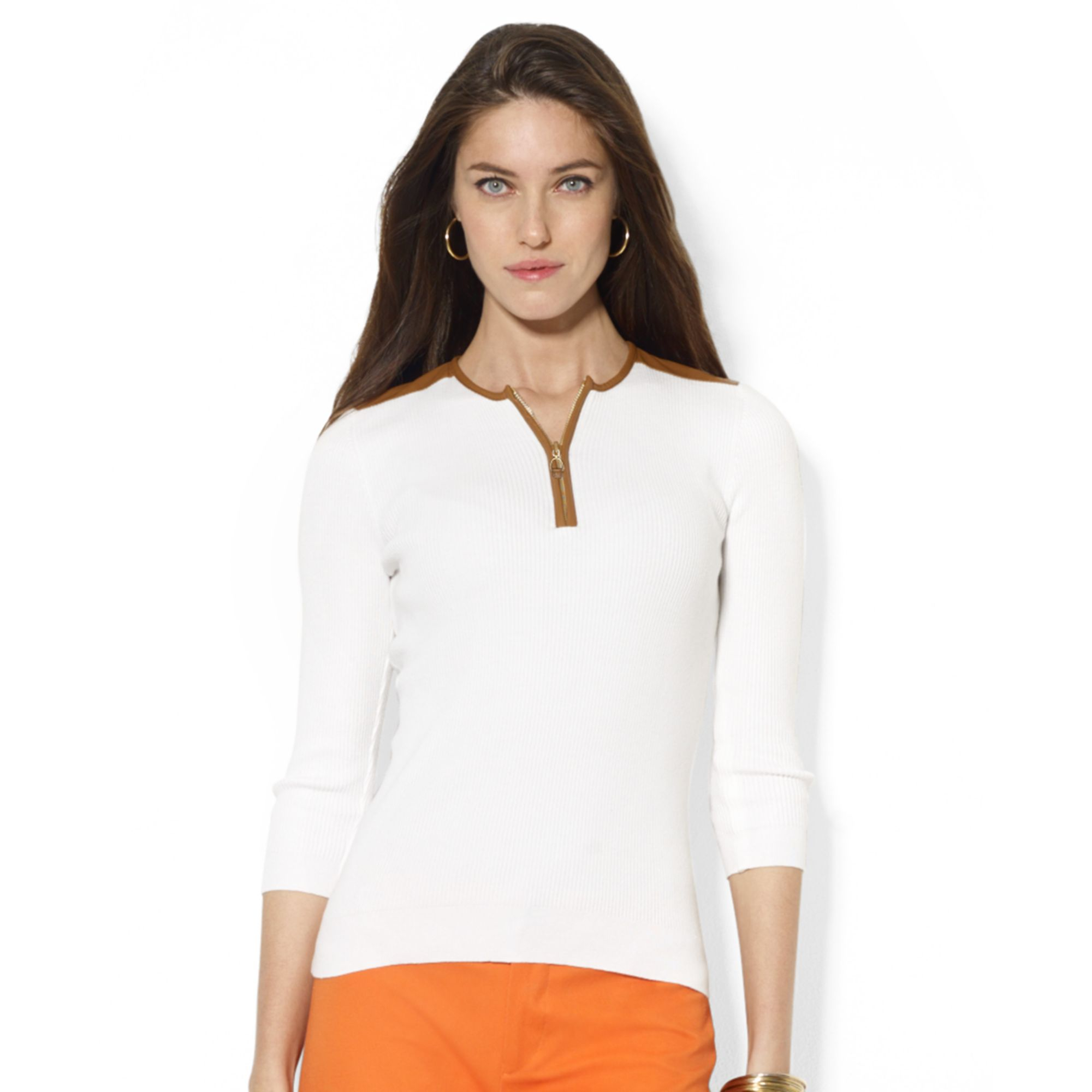 Download Lauren by Ralph Lauren Three Quarter Sleeve Half Zip ...