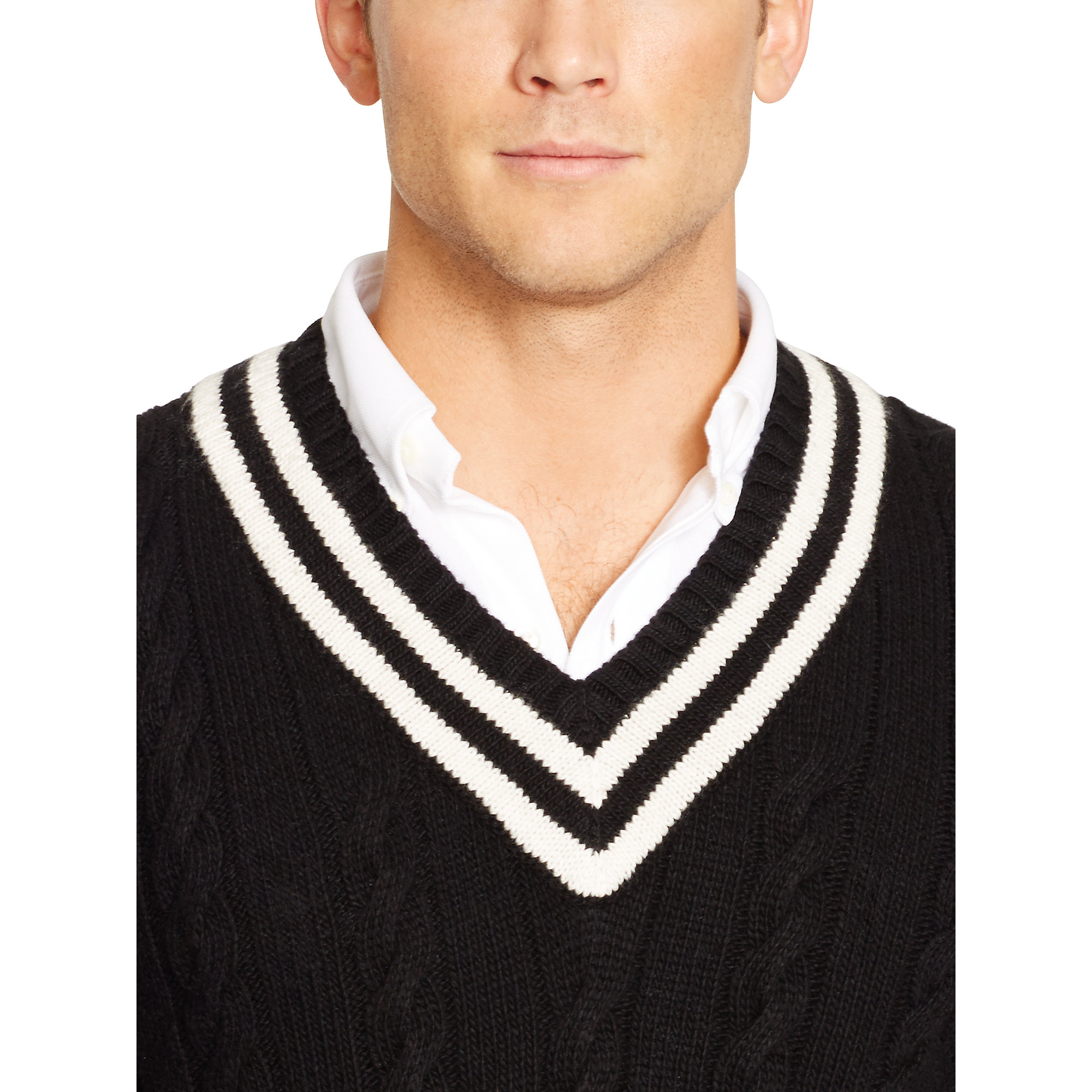 Ralph Lauren Cotton-Blend Cricket Sweater in Black for Men | Lyst