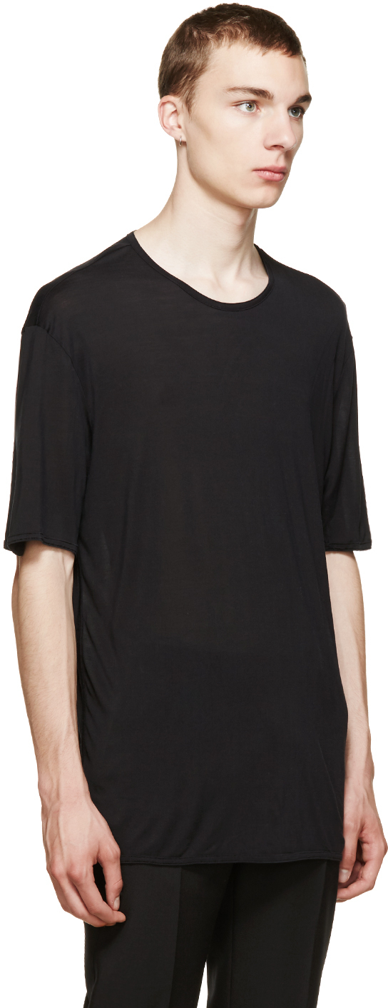 Maison Margiela Black Jersey Silk T_shirt in Black for Men | Lyst