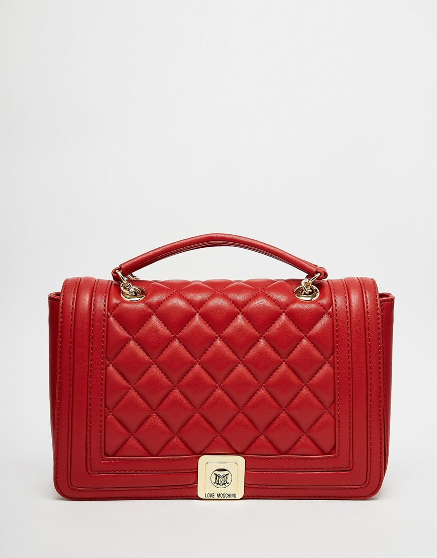 moschino red quilted bag
