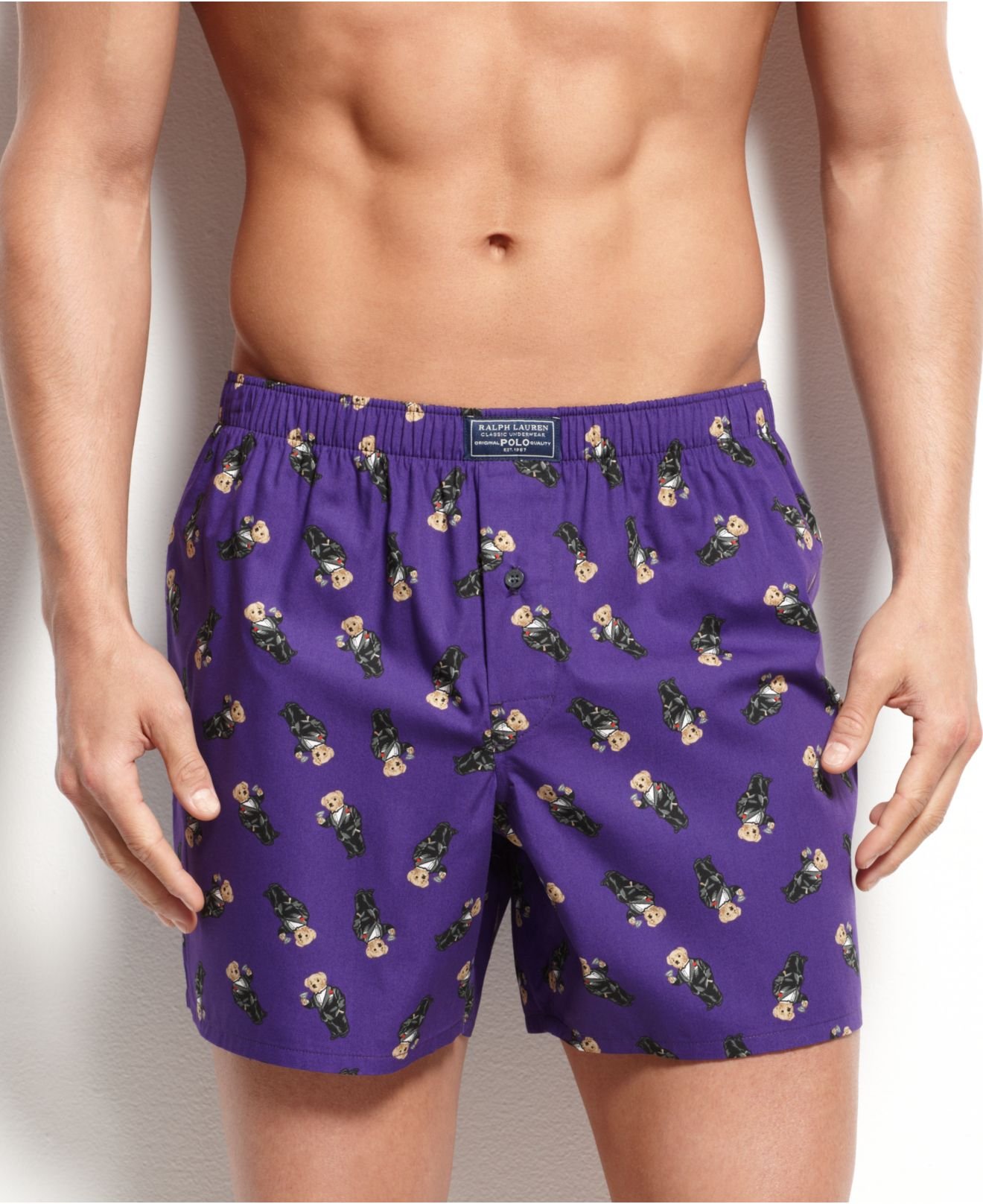 Polo Ralph Lauren Men'S Bear Print Woven Boxers in Purple for Men | Lyst