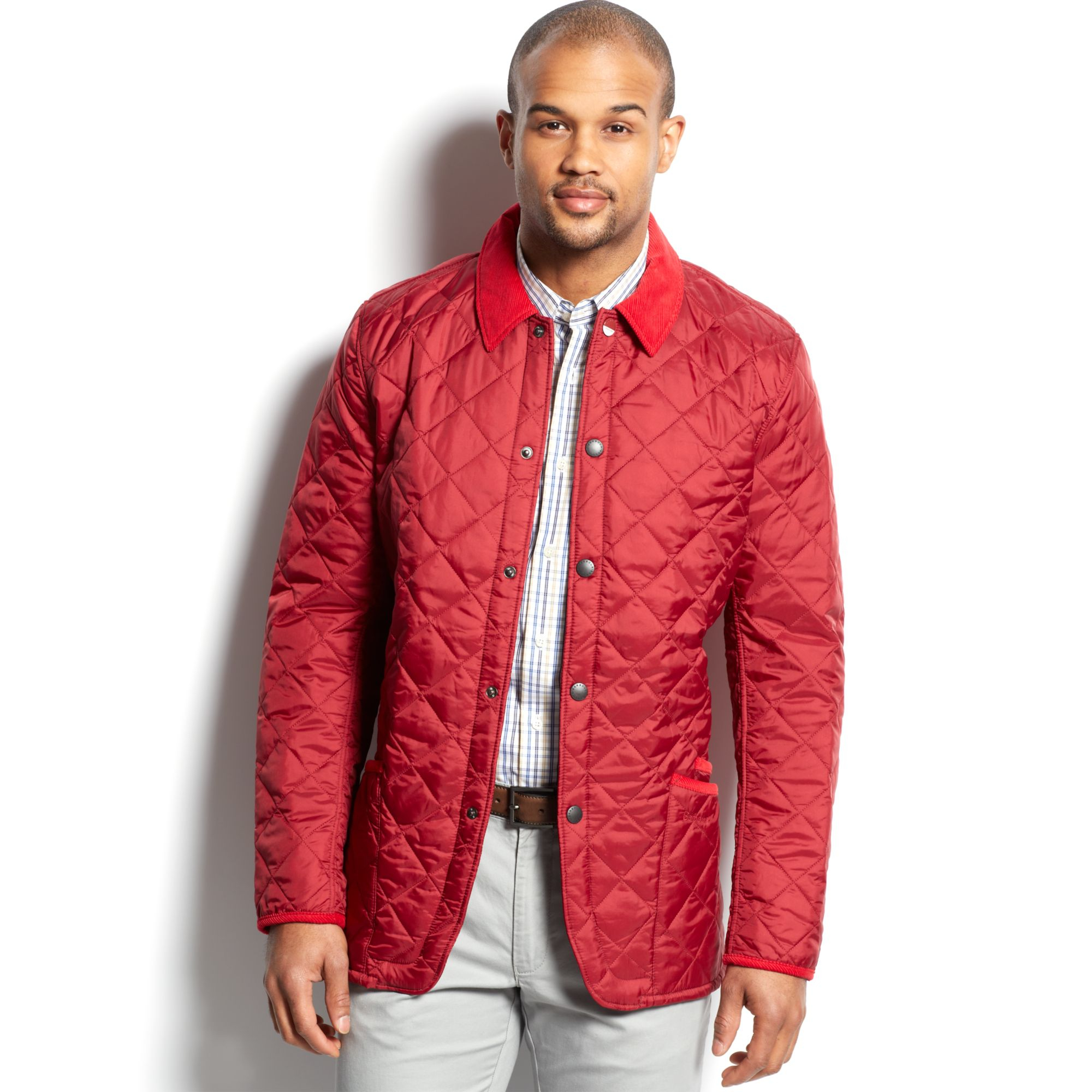 barbour red puffer jacket